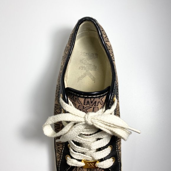 Michael Kors MK logo Leather & Jacquard Cap Toe City Sneaker - Picture 9 of 10